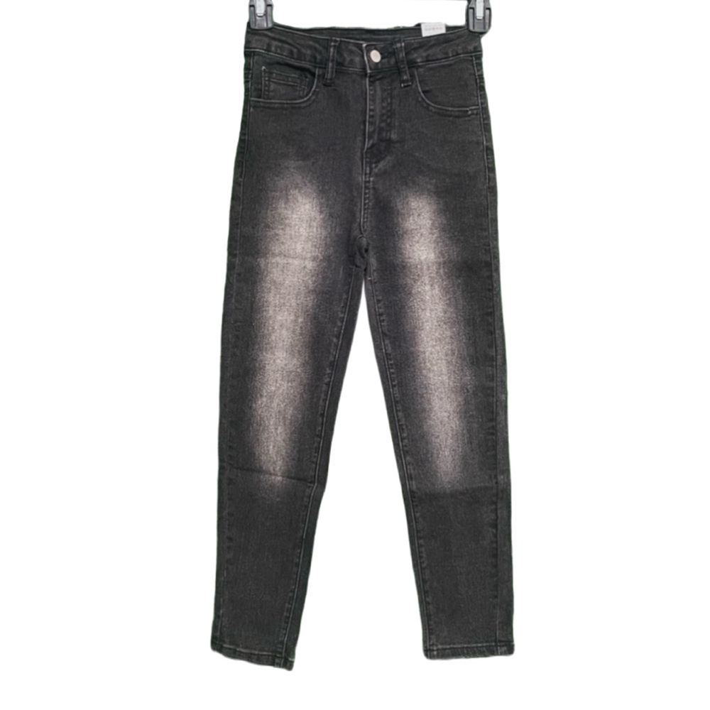 SHEIN Boys Size 8 Dark Grey Bleach Wash Jeans NEW Straight Leg